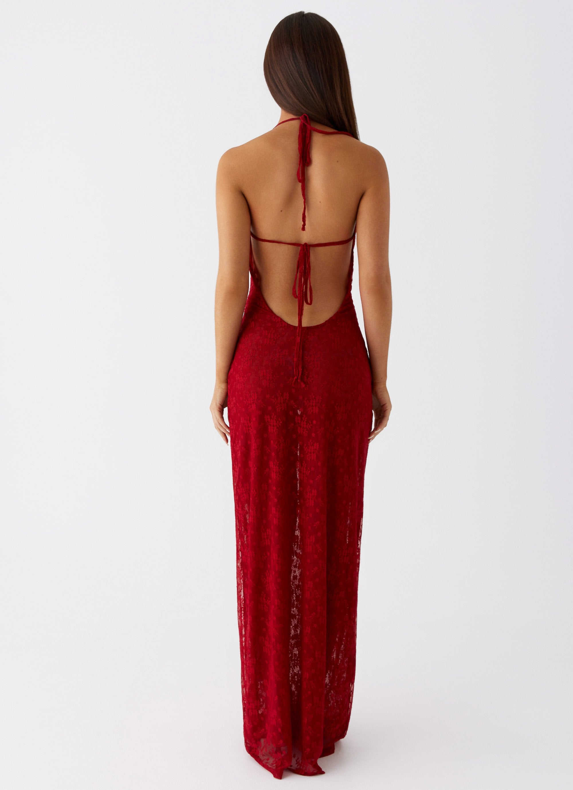 Champagne Coastline Maxi Dress - Dark Red