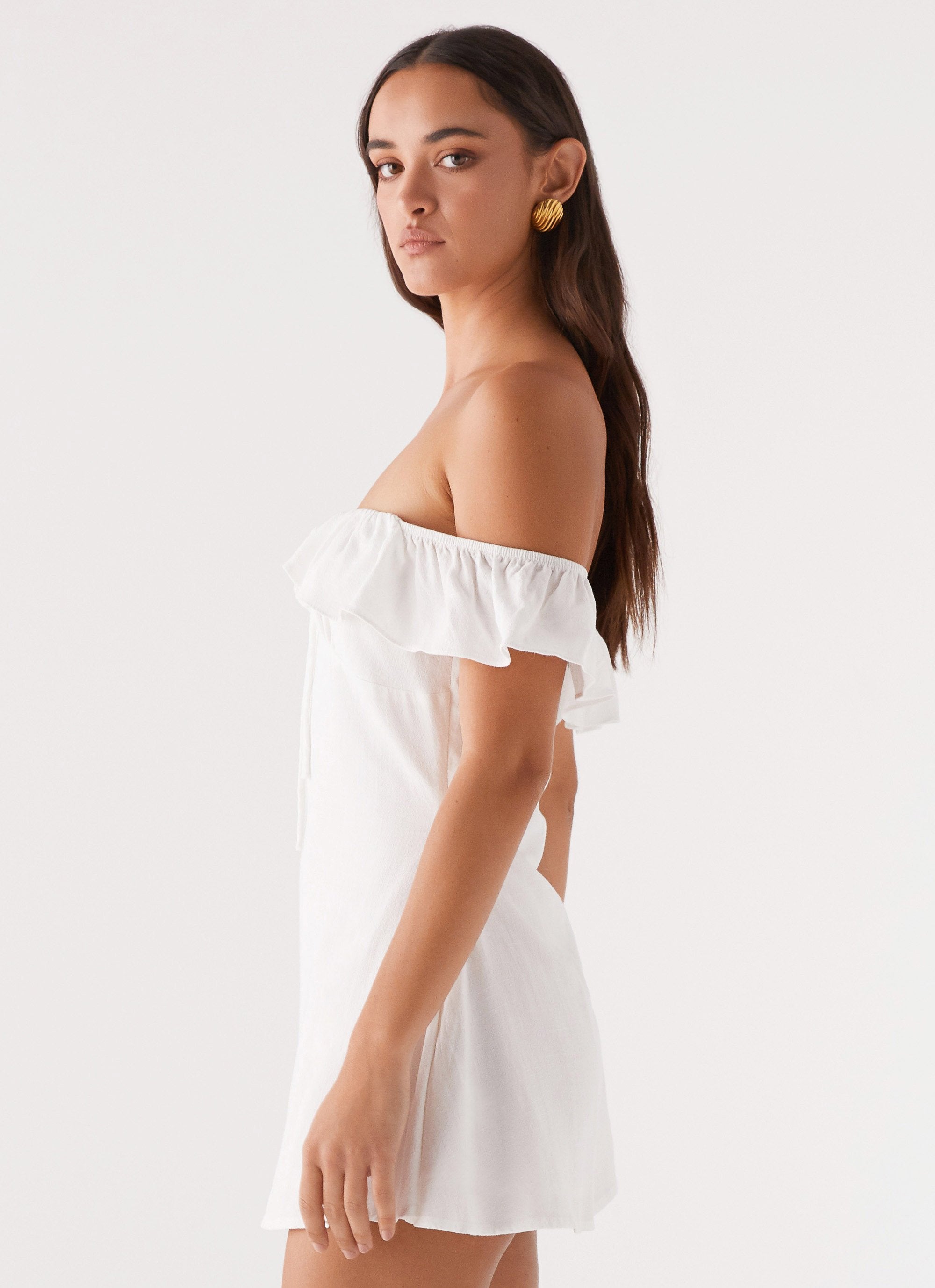 Texas Sun Linen Mini Dress - White