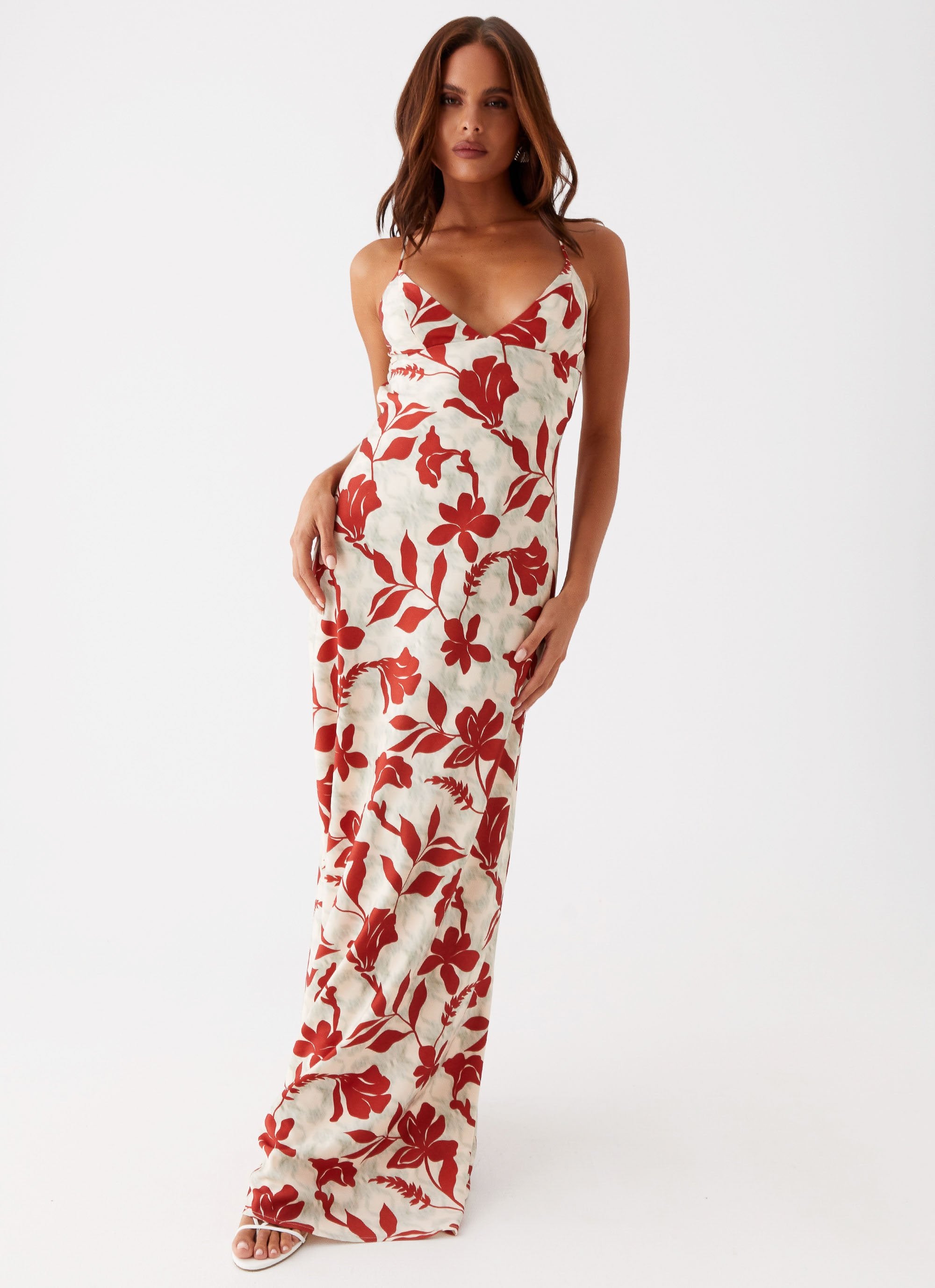 Cecily Maxi Dress - Red Green Floral