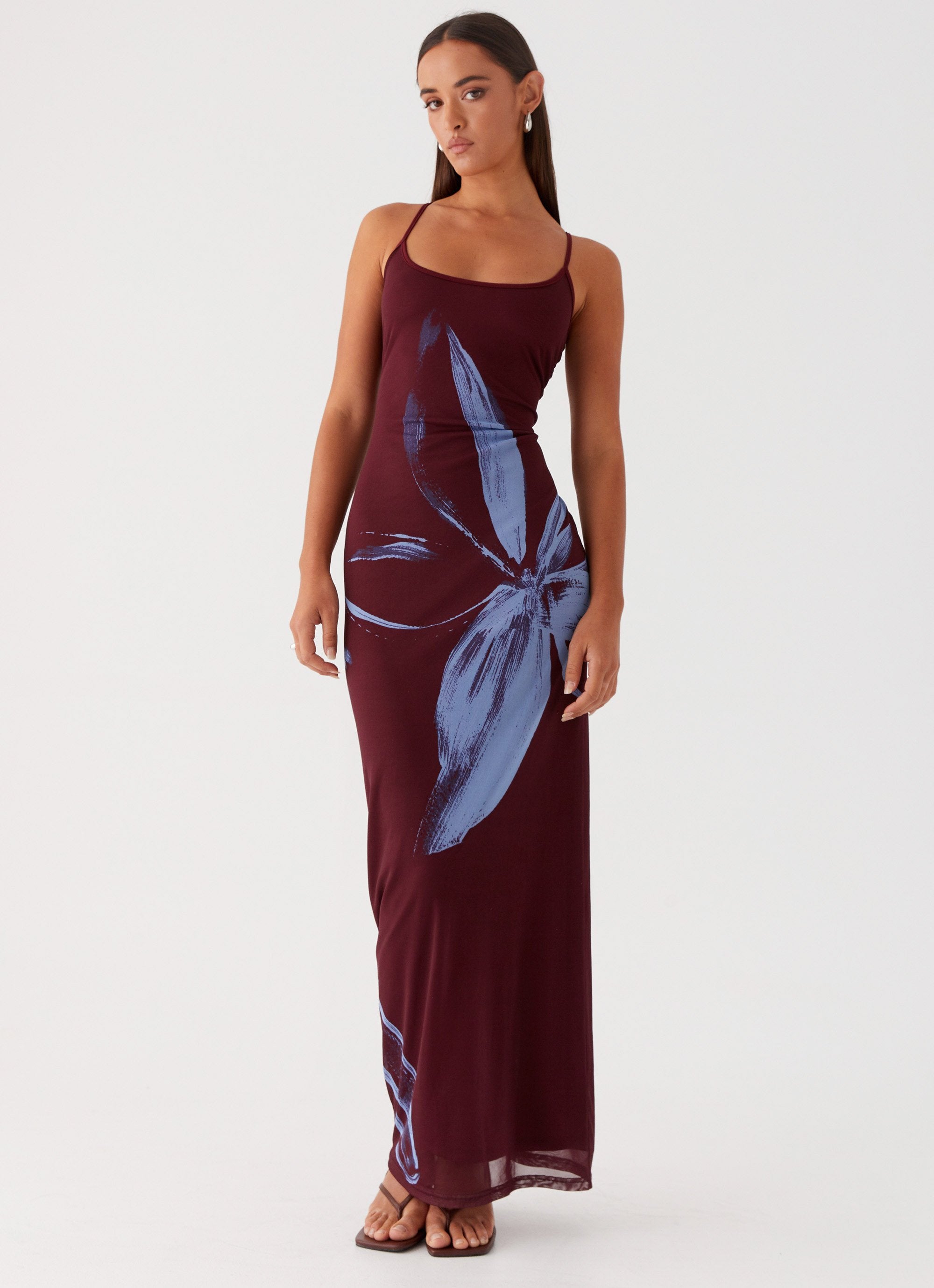 Serene Maxi Dress - Brown Purple Floral