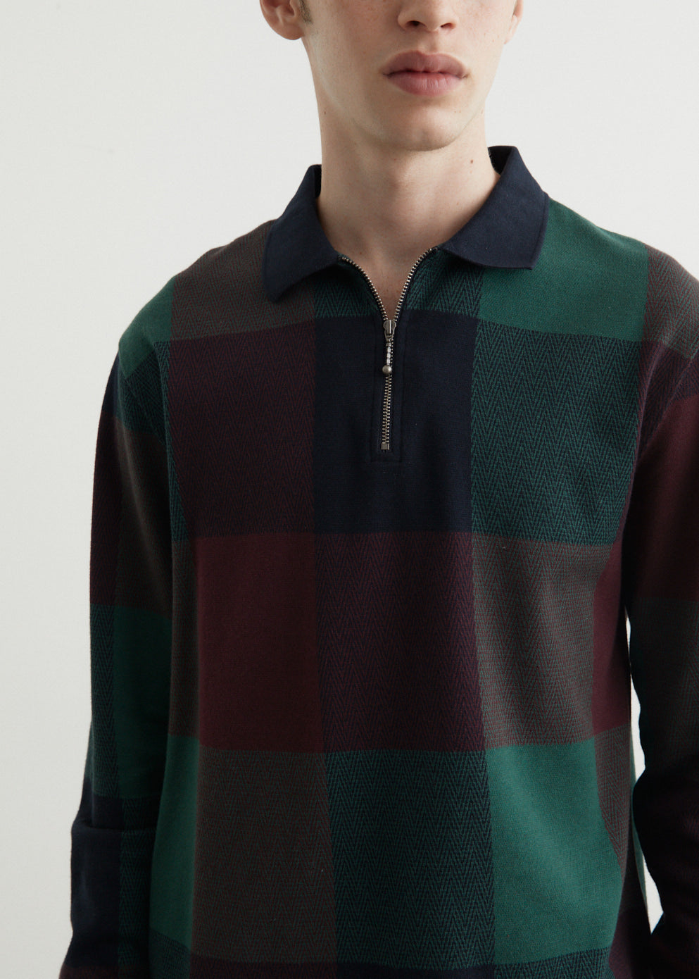 Buffalo Plaid Long Sleeve Polo