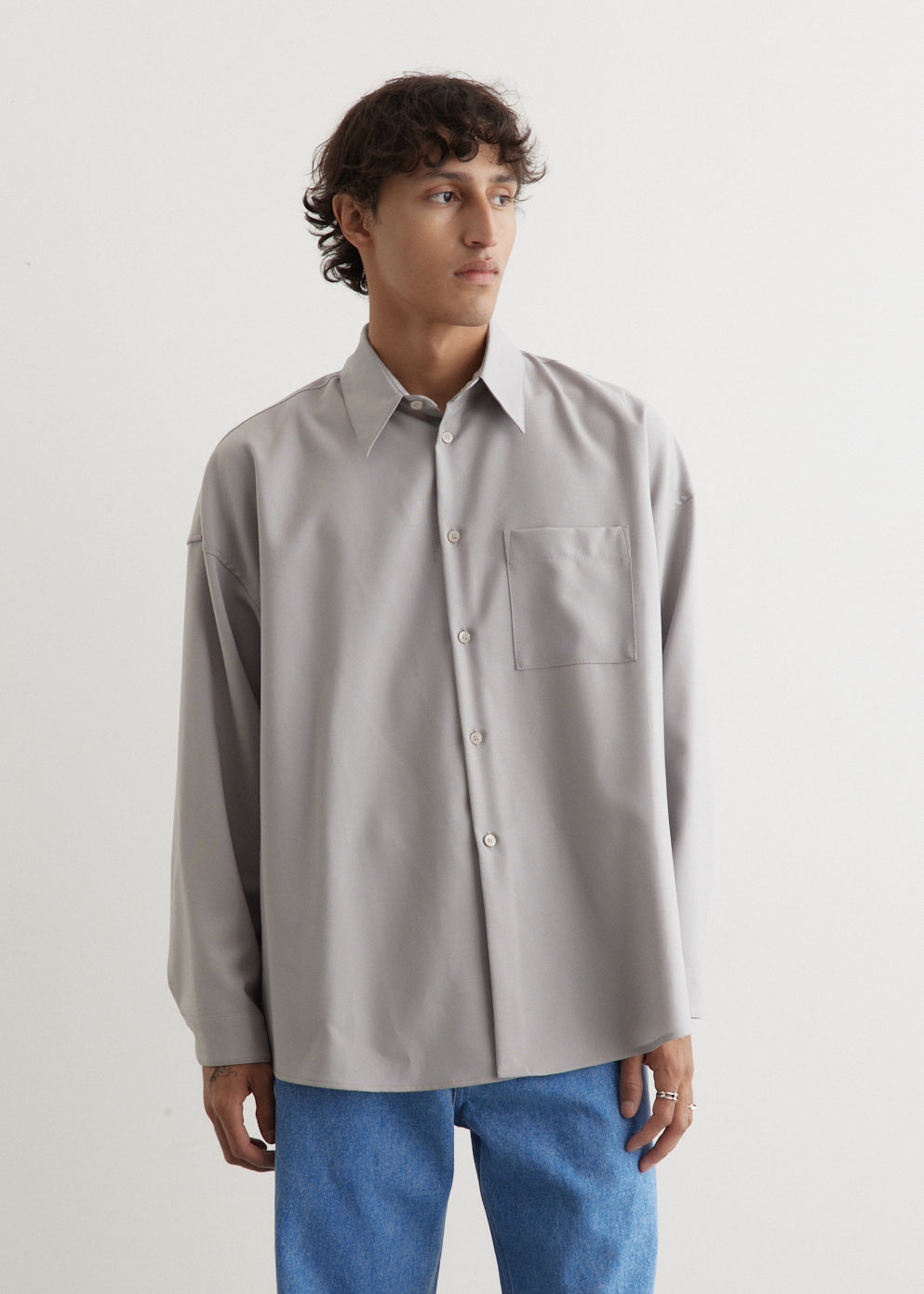 Tropical Wool Long Sleeve Shirt