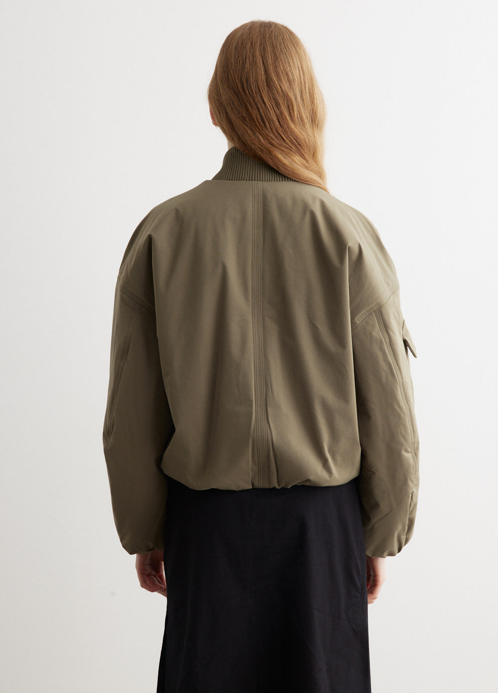 Light Twill Oversized Short Bomber Jacket