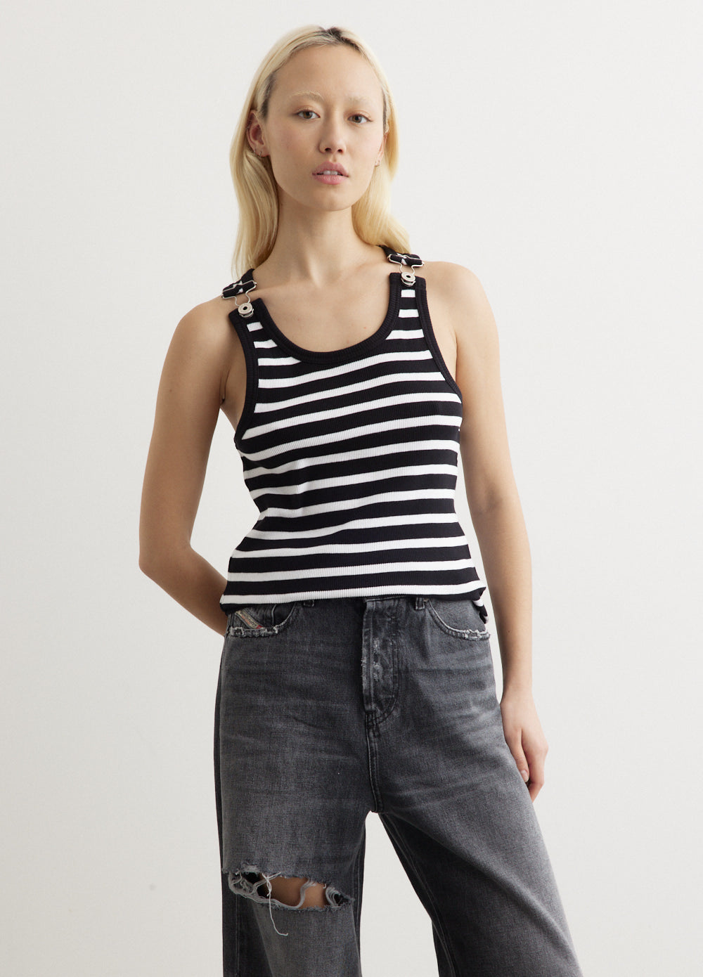 Ribbed Mariniere Tank Top