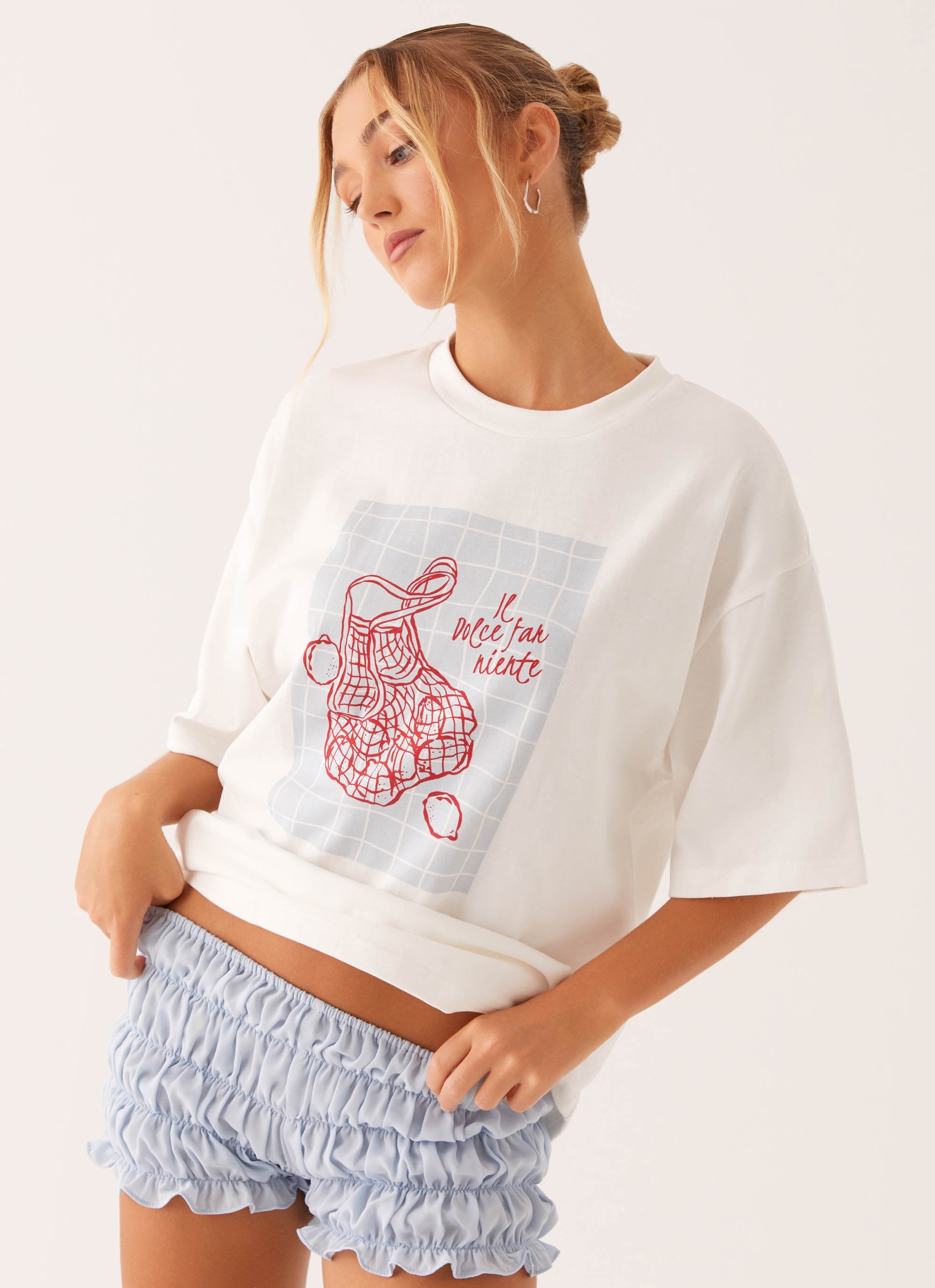 Born To Have Fun Oversized Graphic Tee - White