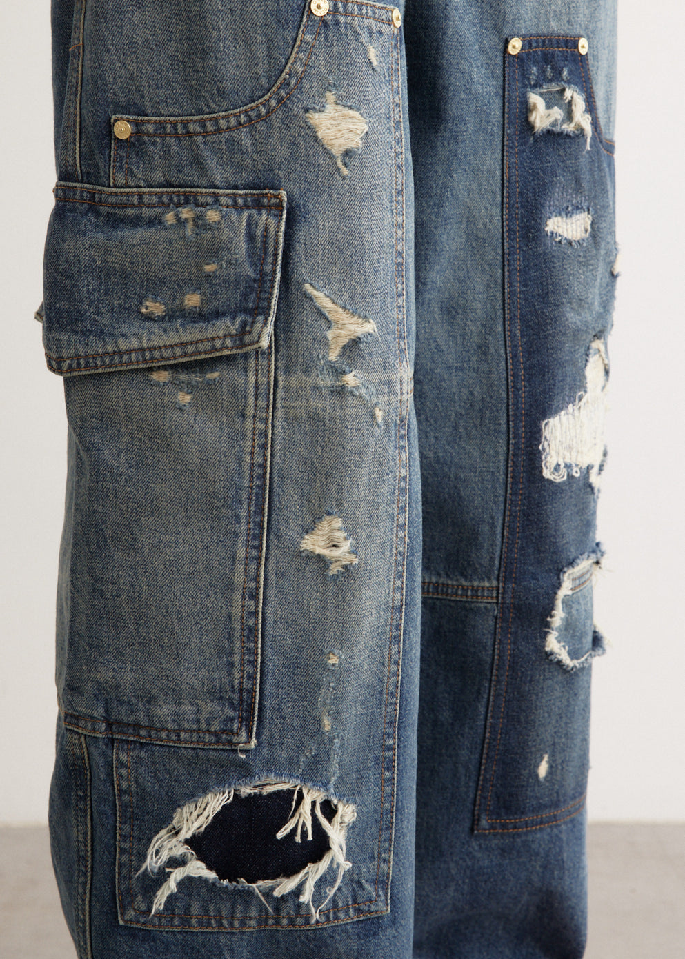 Heavy Washed Denim Carpenter Jeans