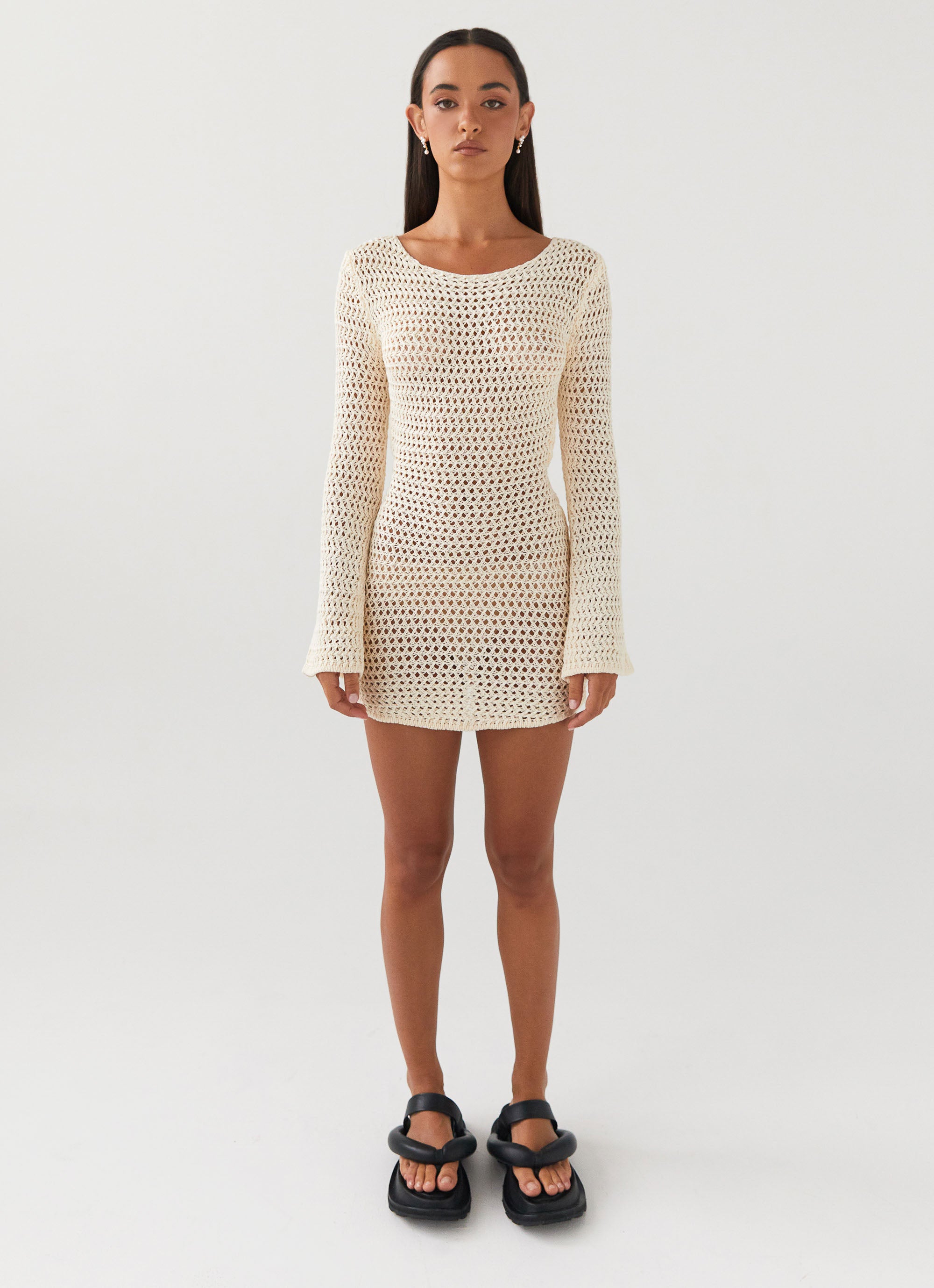 Down For The Ride Crochet Mini Dress - Ivory