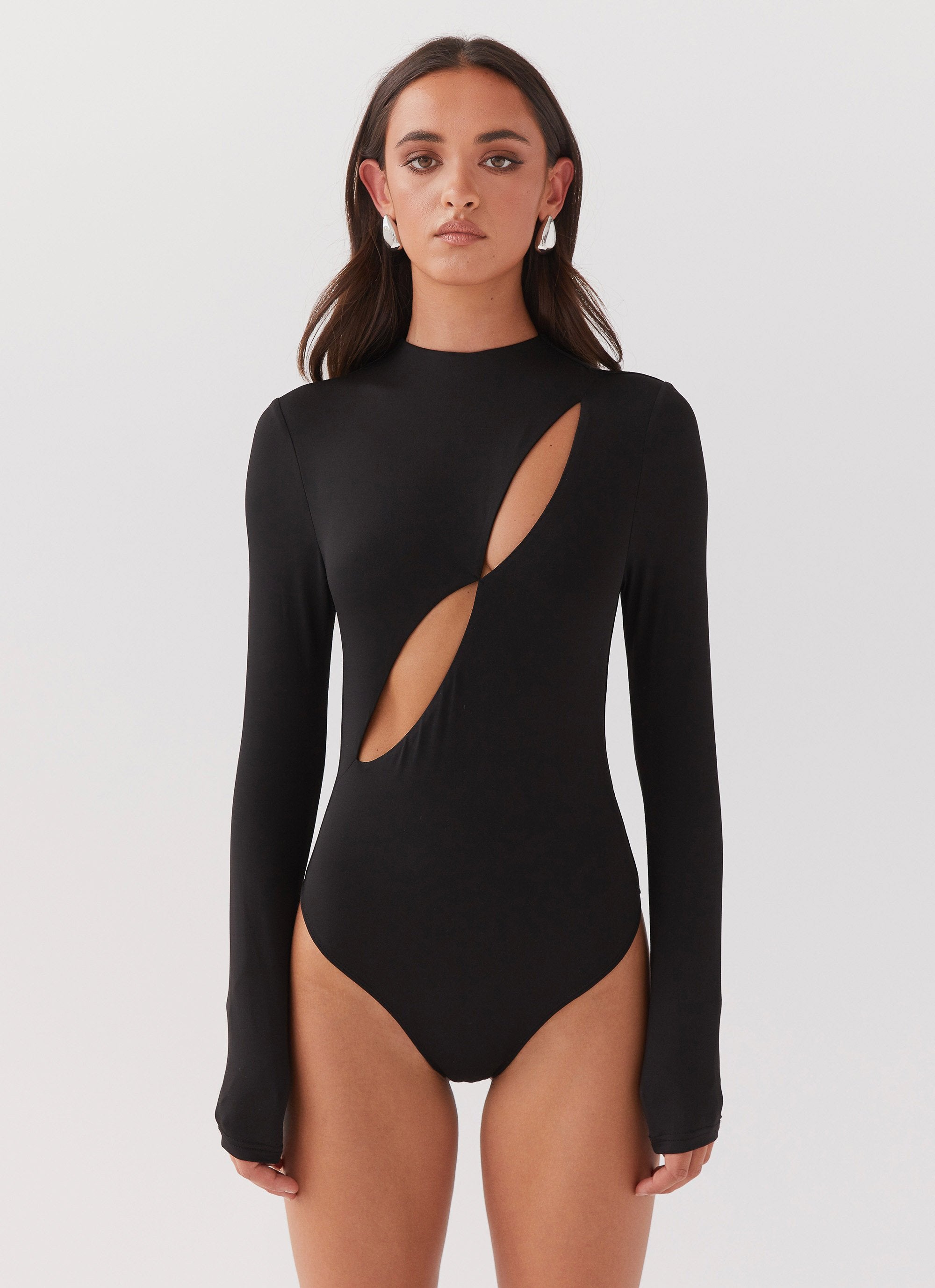 Special Affair Long Sleeve Bodysuit - Black