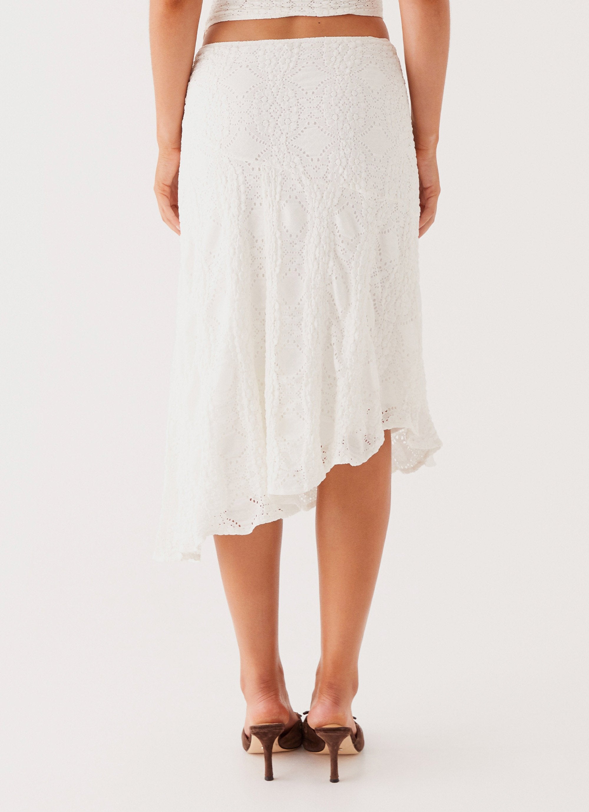 Diamond Sky Midi Skirt - White