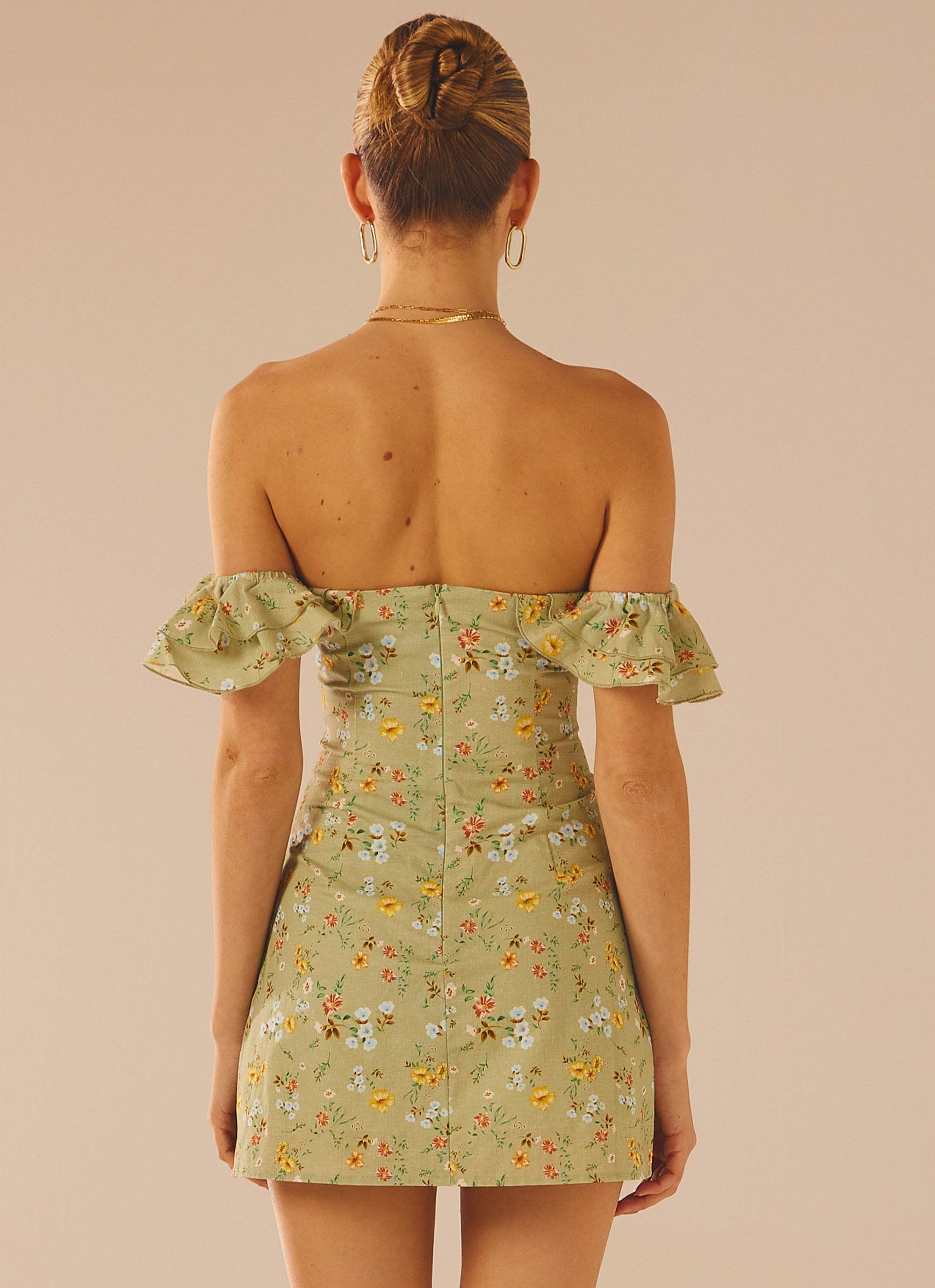 The Chateau Mini Dress - Sage Floral