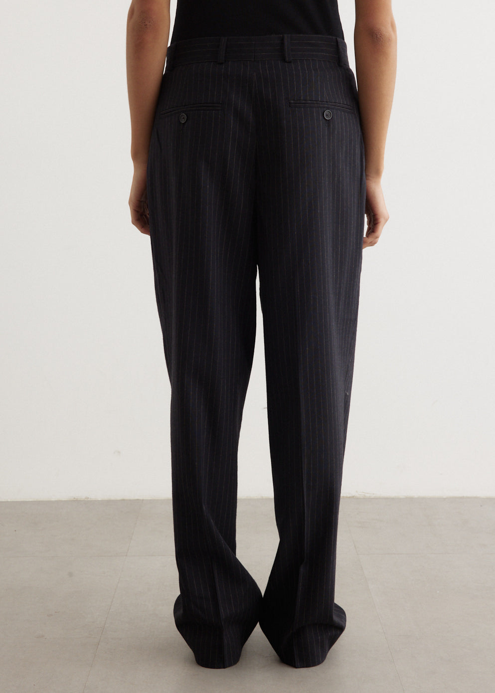 Double-Pleated Tailored Pinstripe Trousers