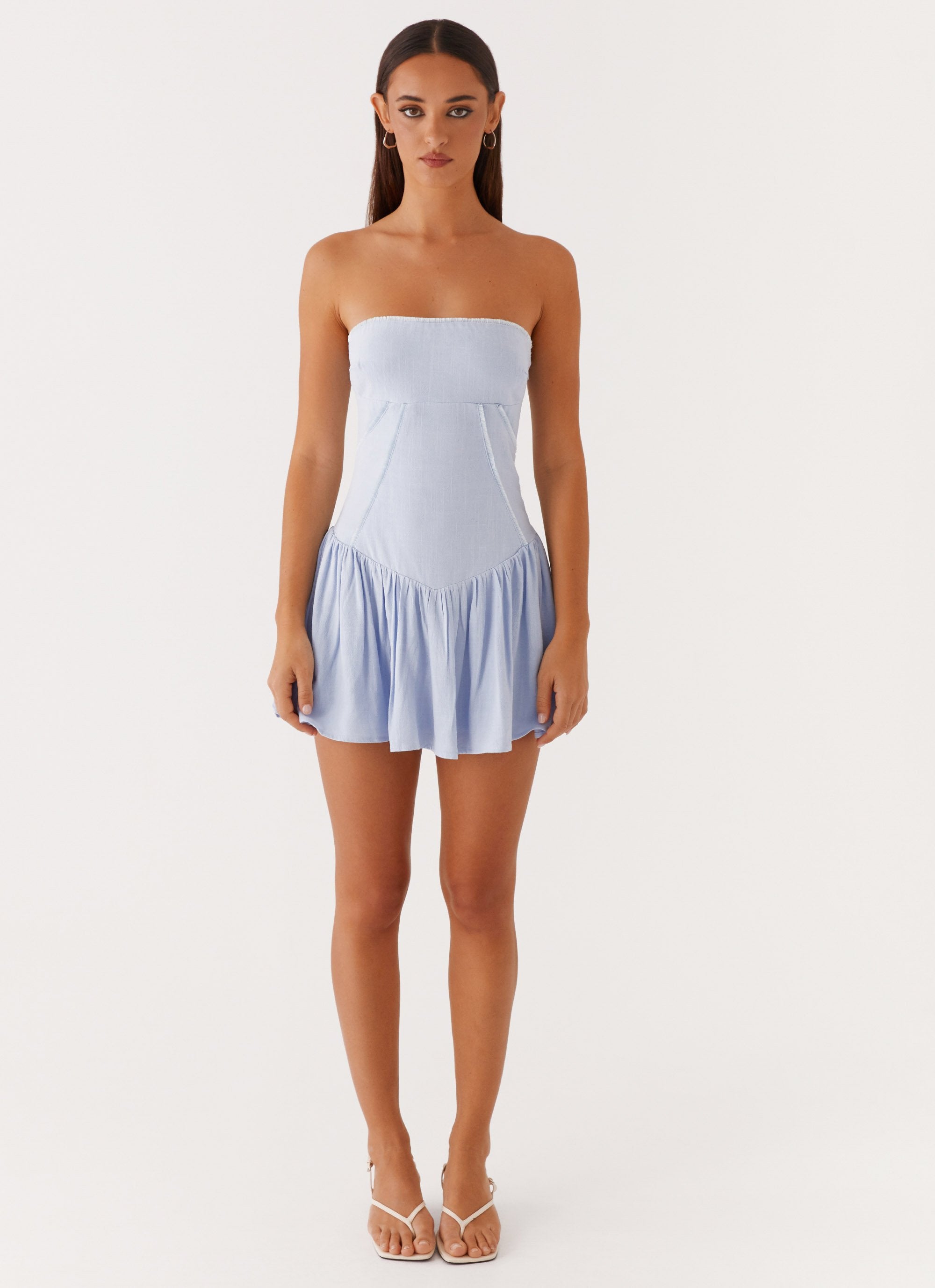 Larnie Linen Mini Dress - Blue