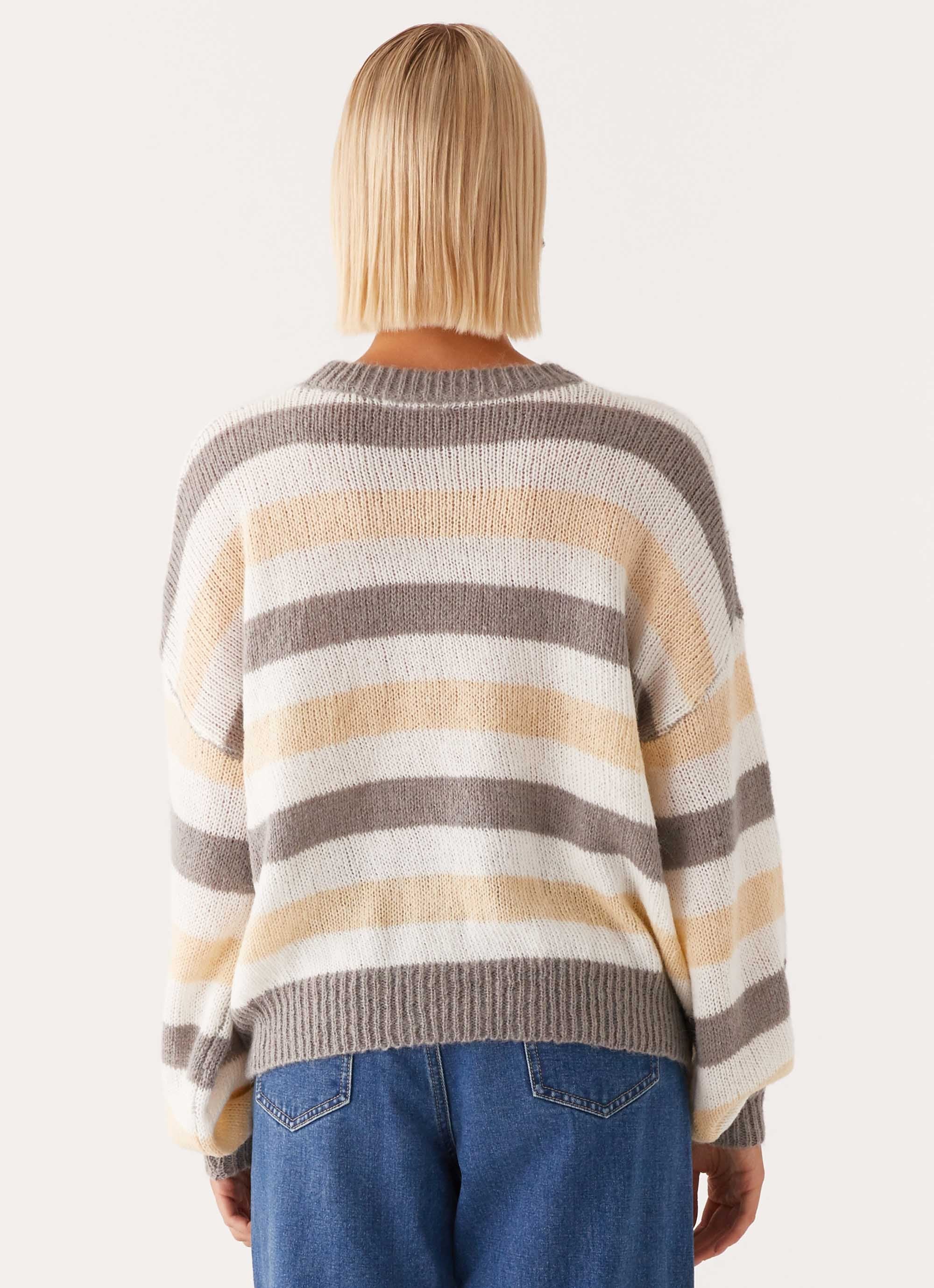 Main Character Oversized Knit Sweater - Stripe