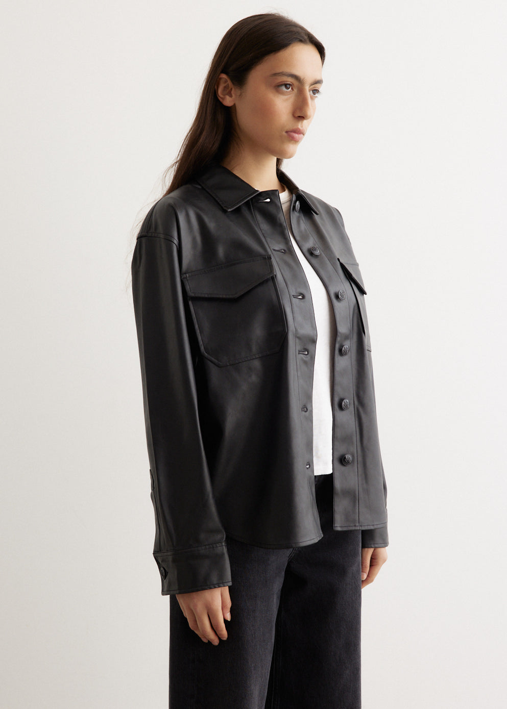 Camilla Faux Leather Shirt Jacket