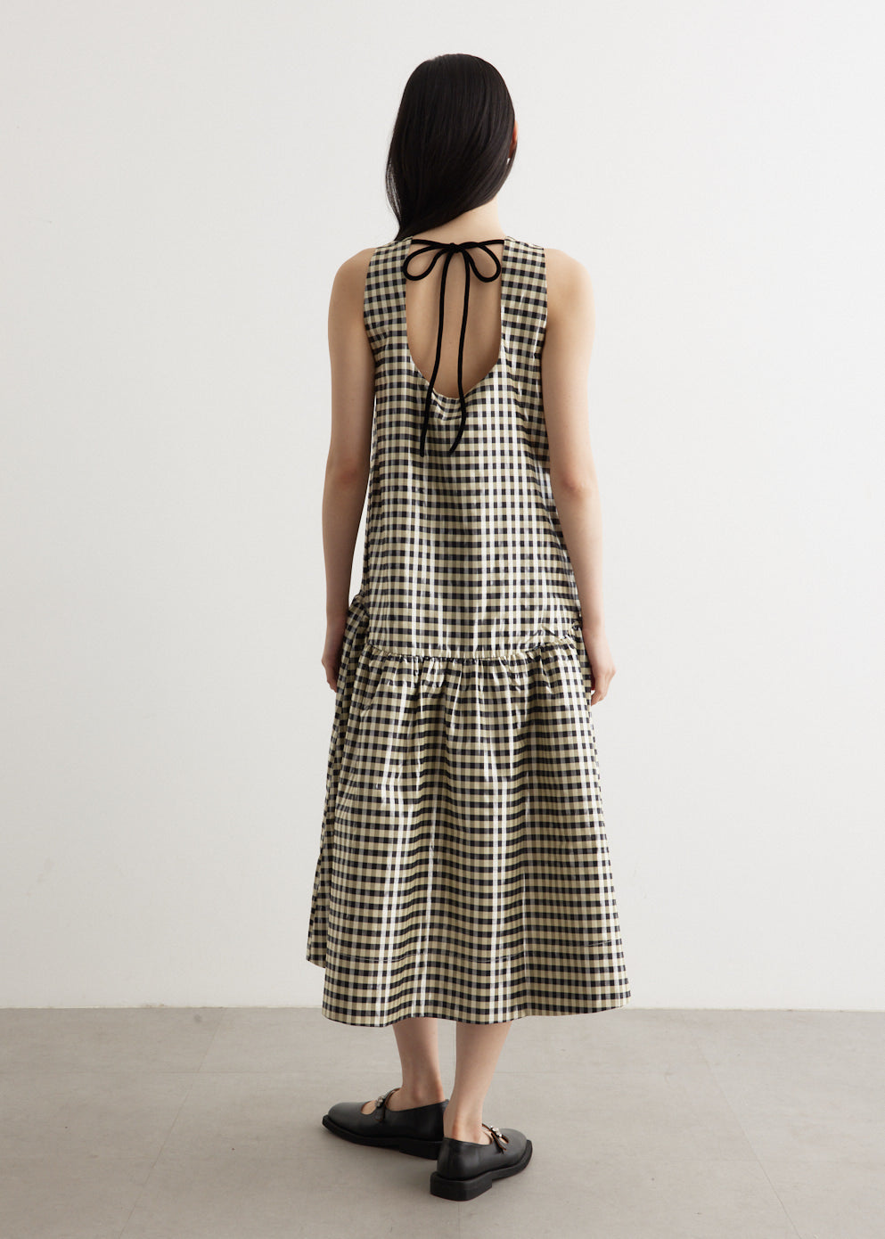 Shiny Check Jacquard Midi Dress