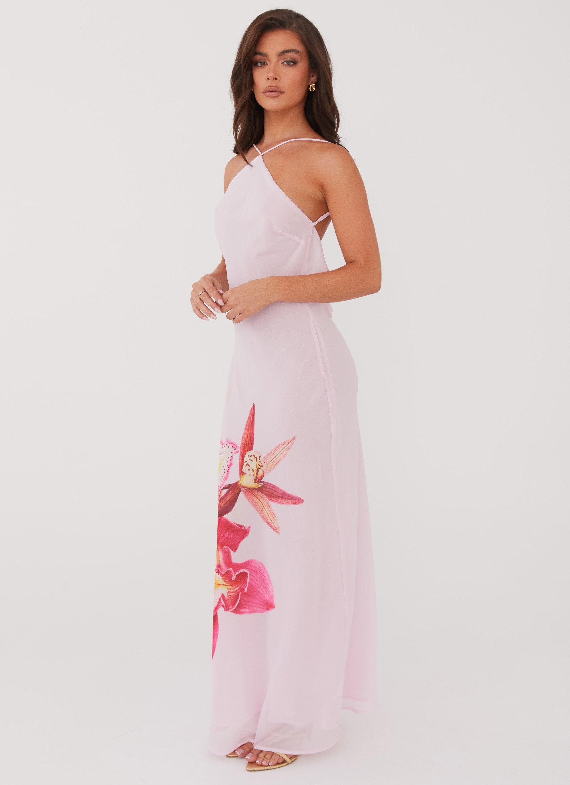 Blossom Hearts Maxi Dress - Pink Peony