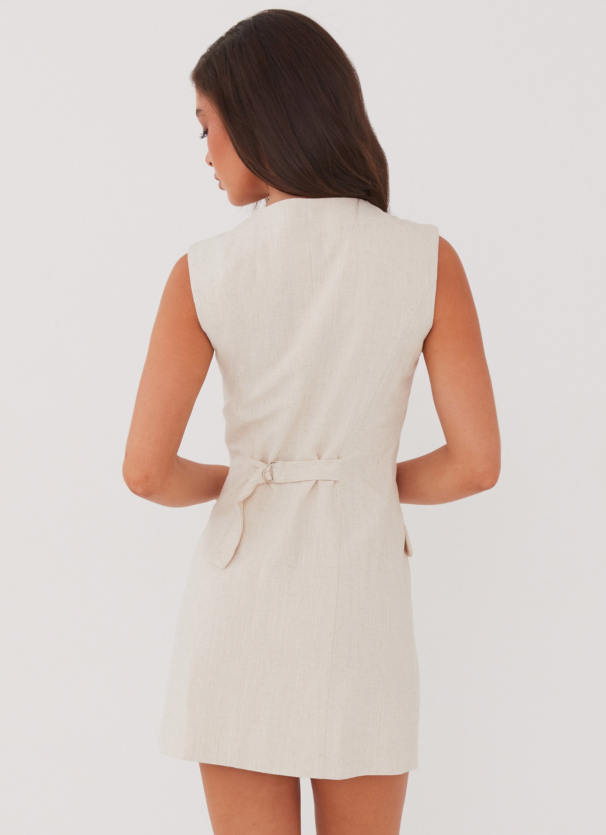 Castello Fiore Linen Mini Dress - Oatmeal