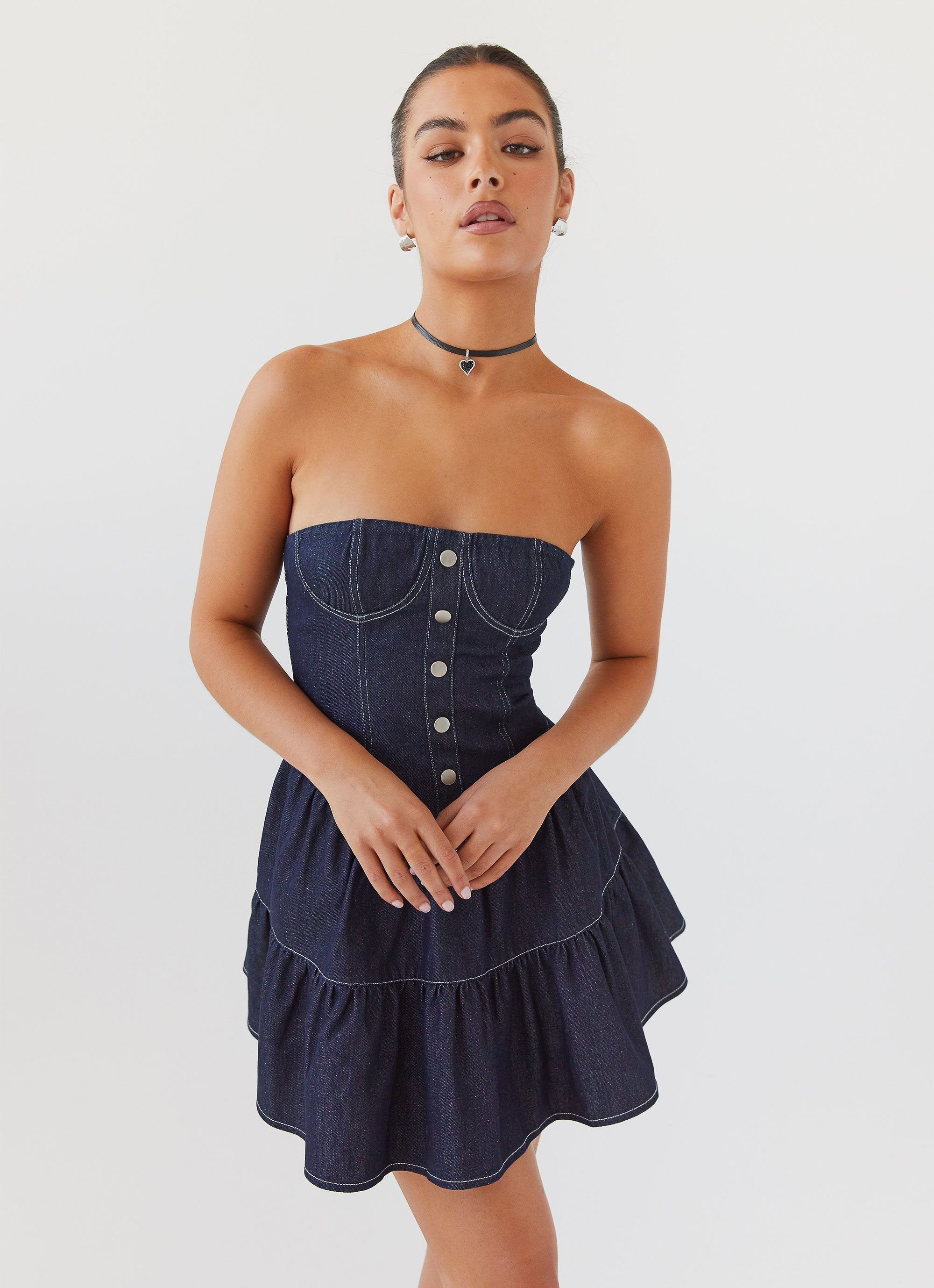 Adriana Denim Bustier Dress - Indigo