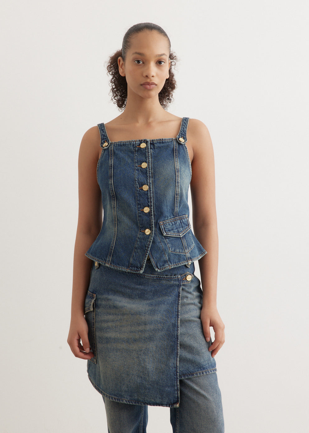 Heavy Washed Denim Top