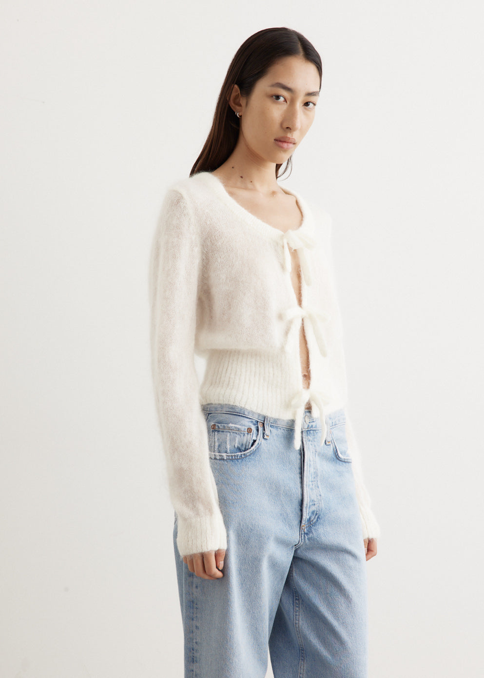 Light Mohair Tie String Cardigan