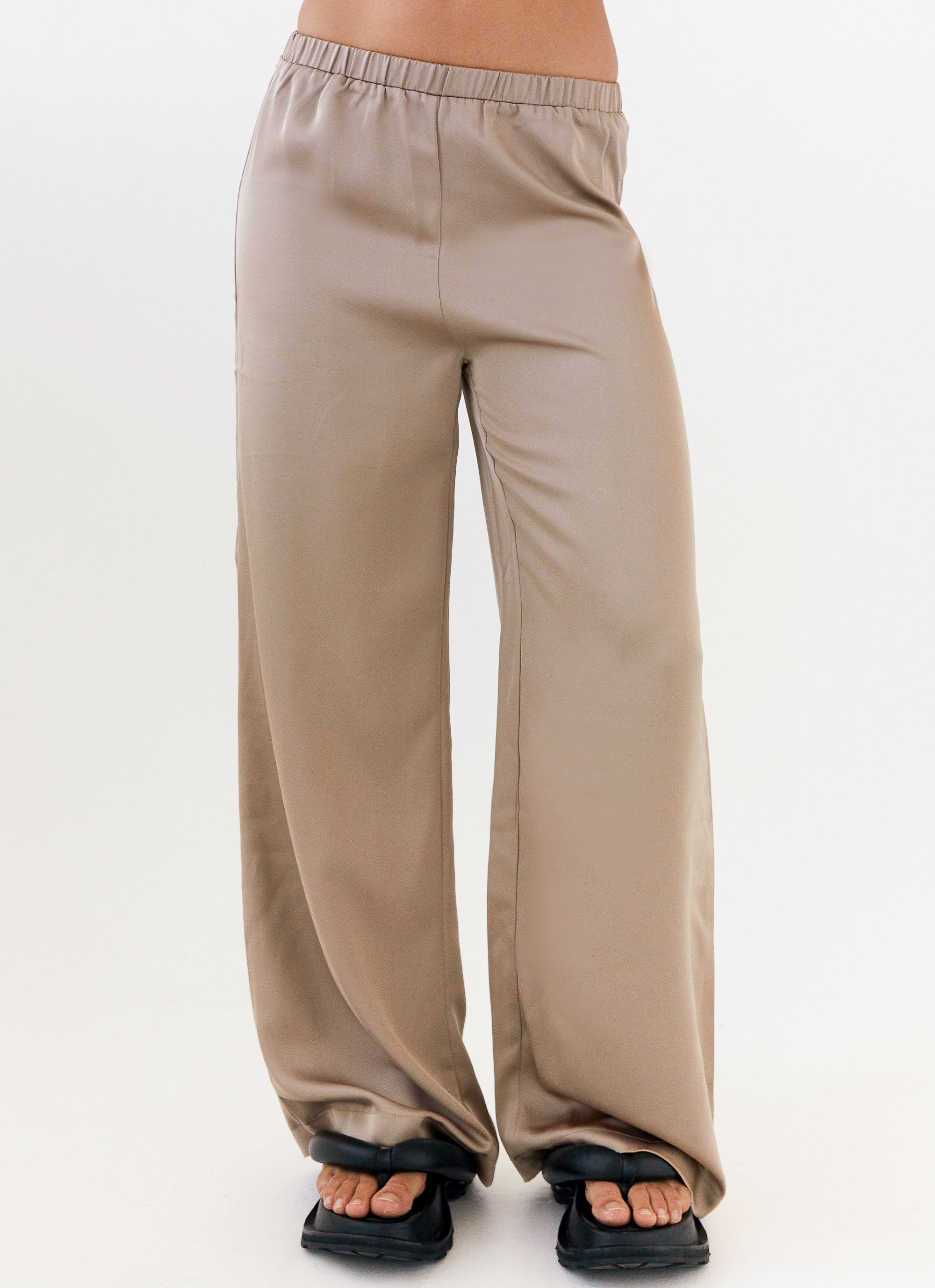 Palm Cove Satin Pants - Mushroom