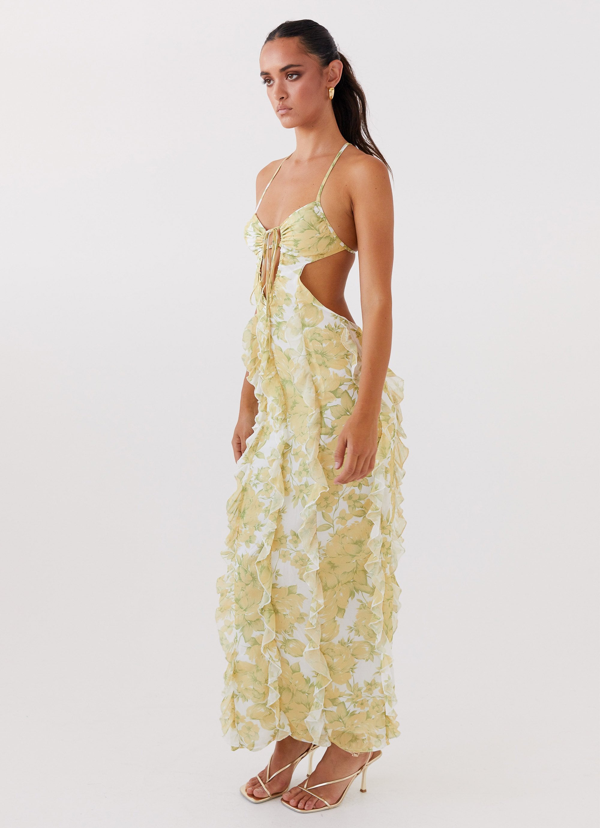 Sunset Kisses Ruffle Maxi Dress - Daffodil