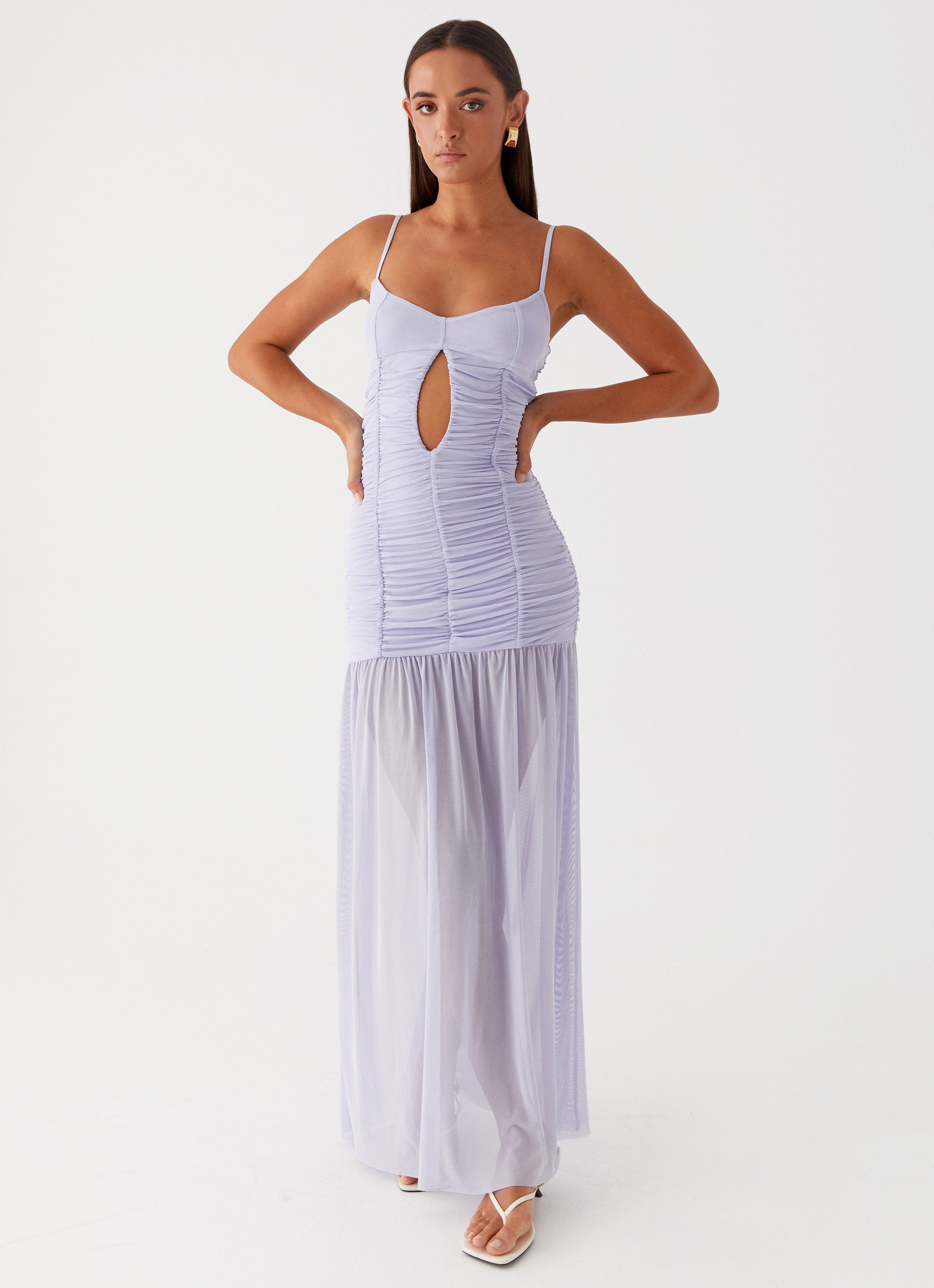 Constance Mesh Maxi Dress - Lavender