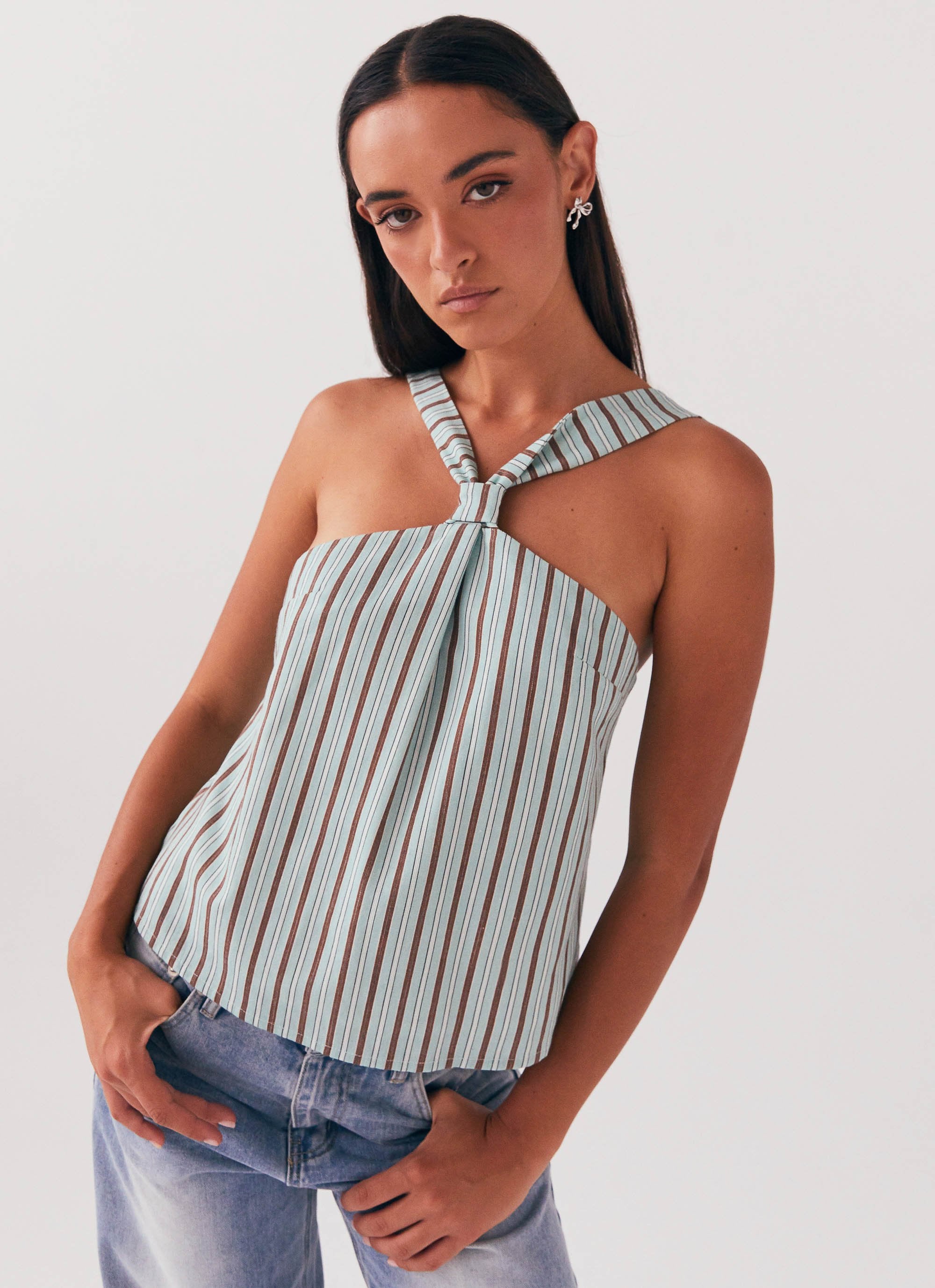 Keira Linen Top - Coastal Stripe