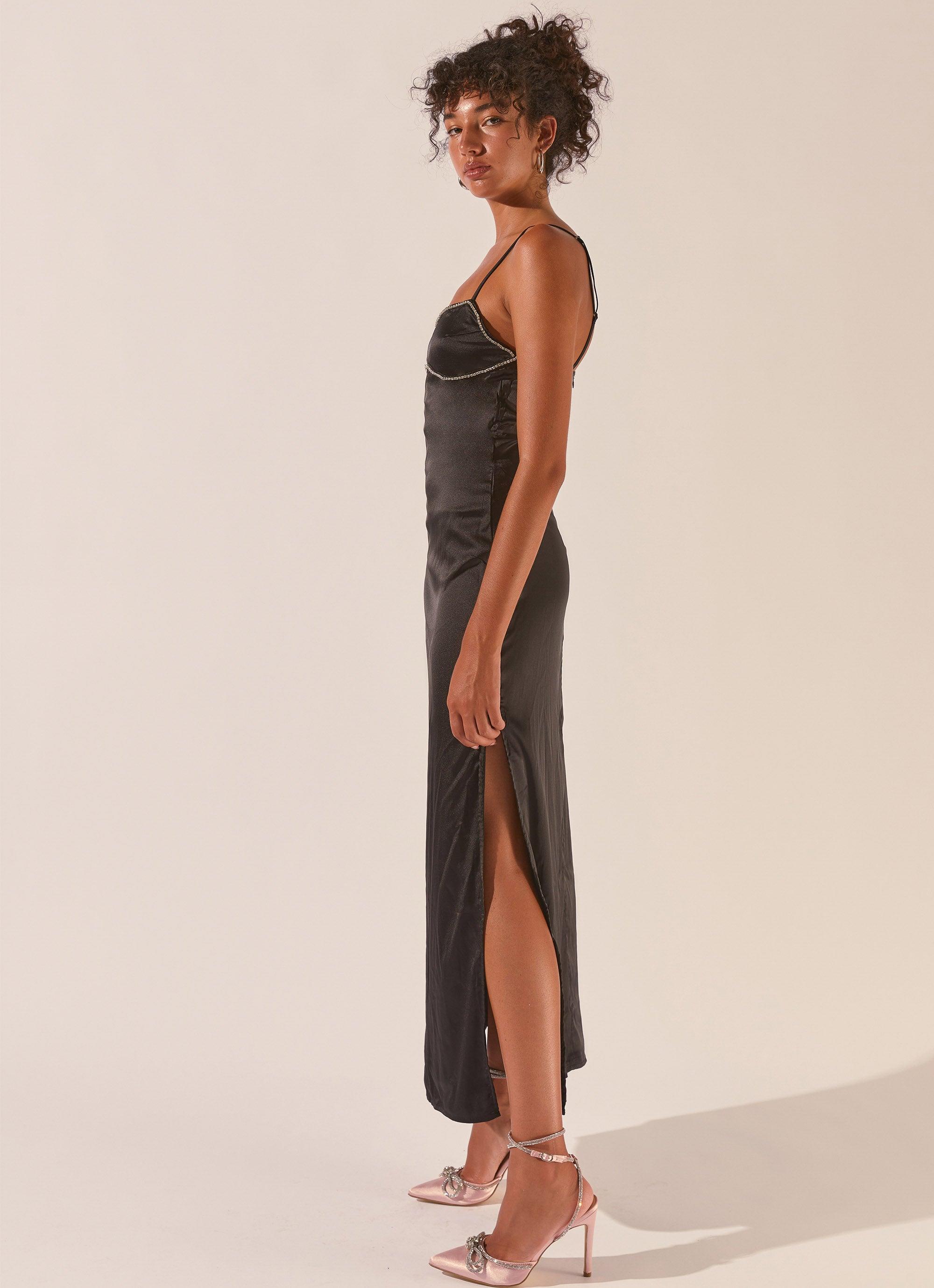 Worst Behaviour Diamante Maxi Dress - Onyx