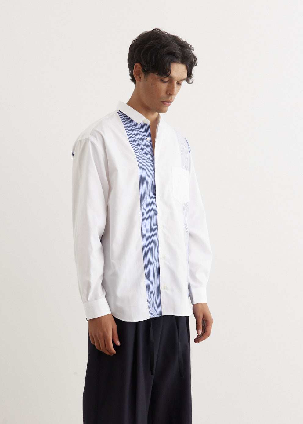 Broad Cloth x Stripe Cotton Shirt