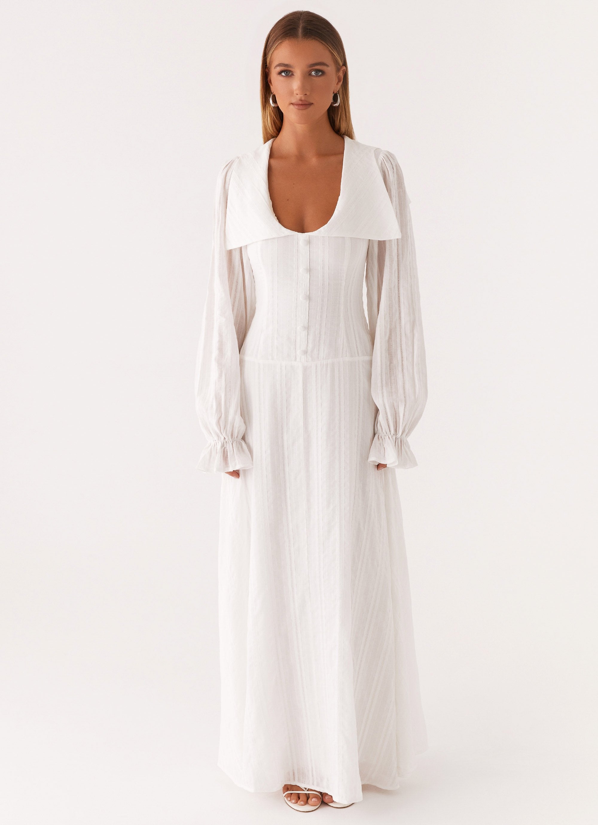 Alima Long Sleeve Maxi Dress - White