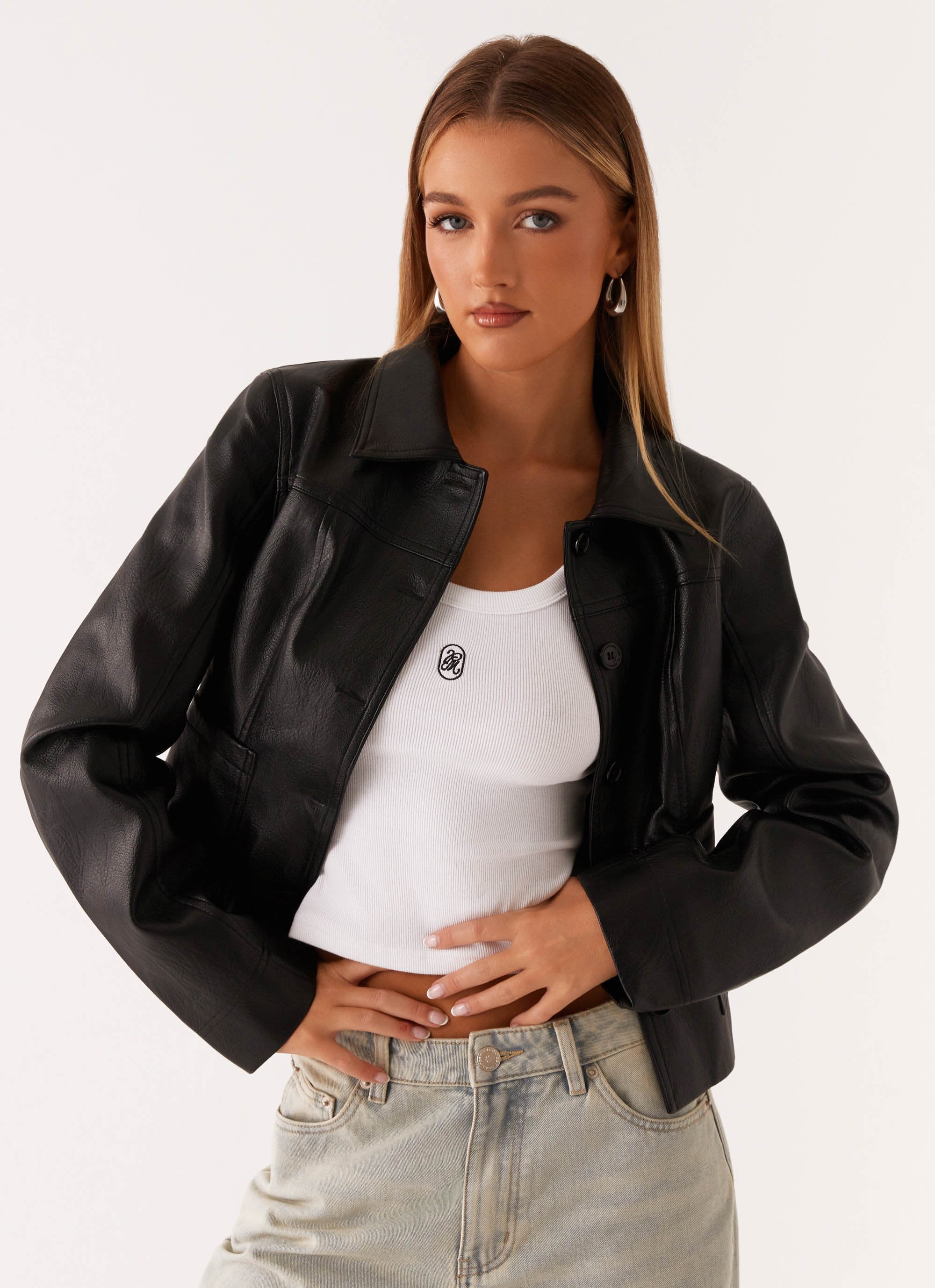 Verona Faux Leather Jacket - Black