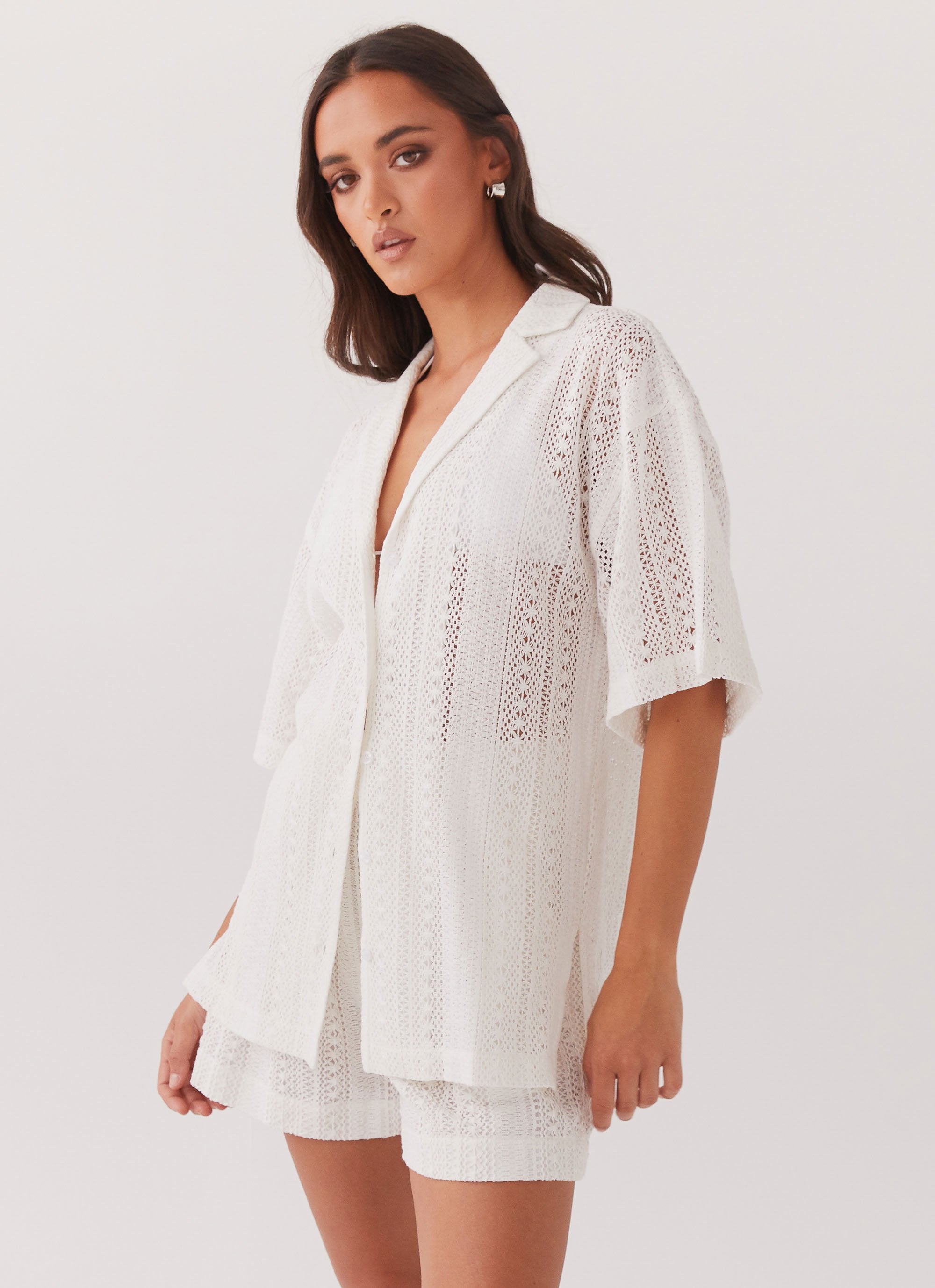 Sun Catcher Knit Oversized Shirt - Ivory