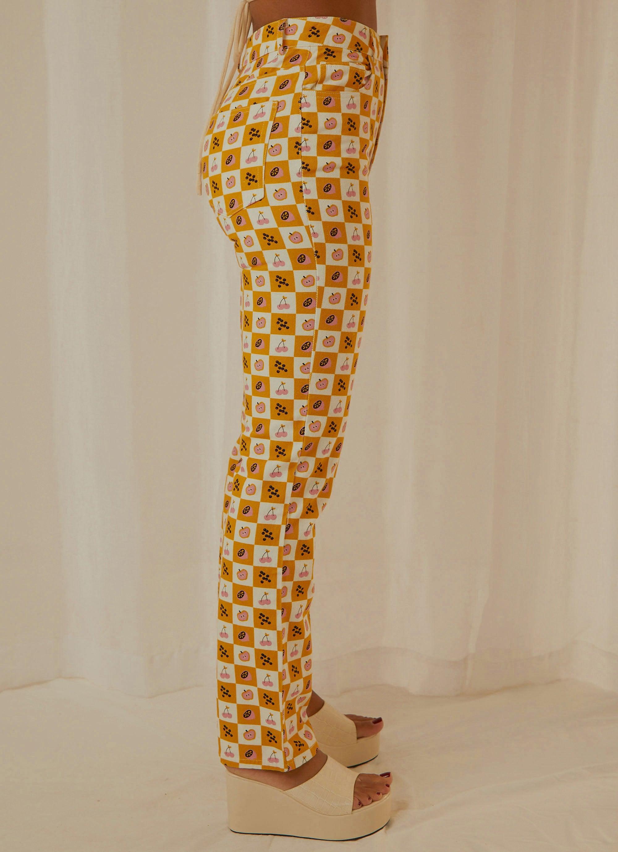 Pina Colada Pants - Fruit Checkers