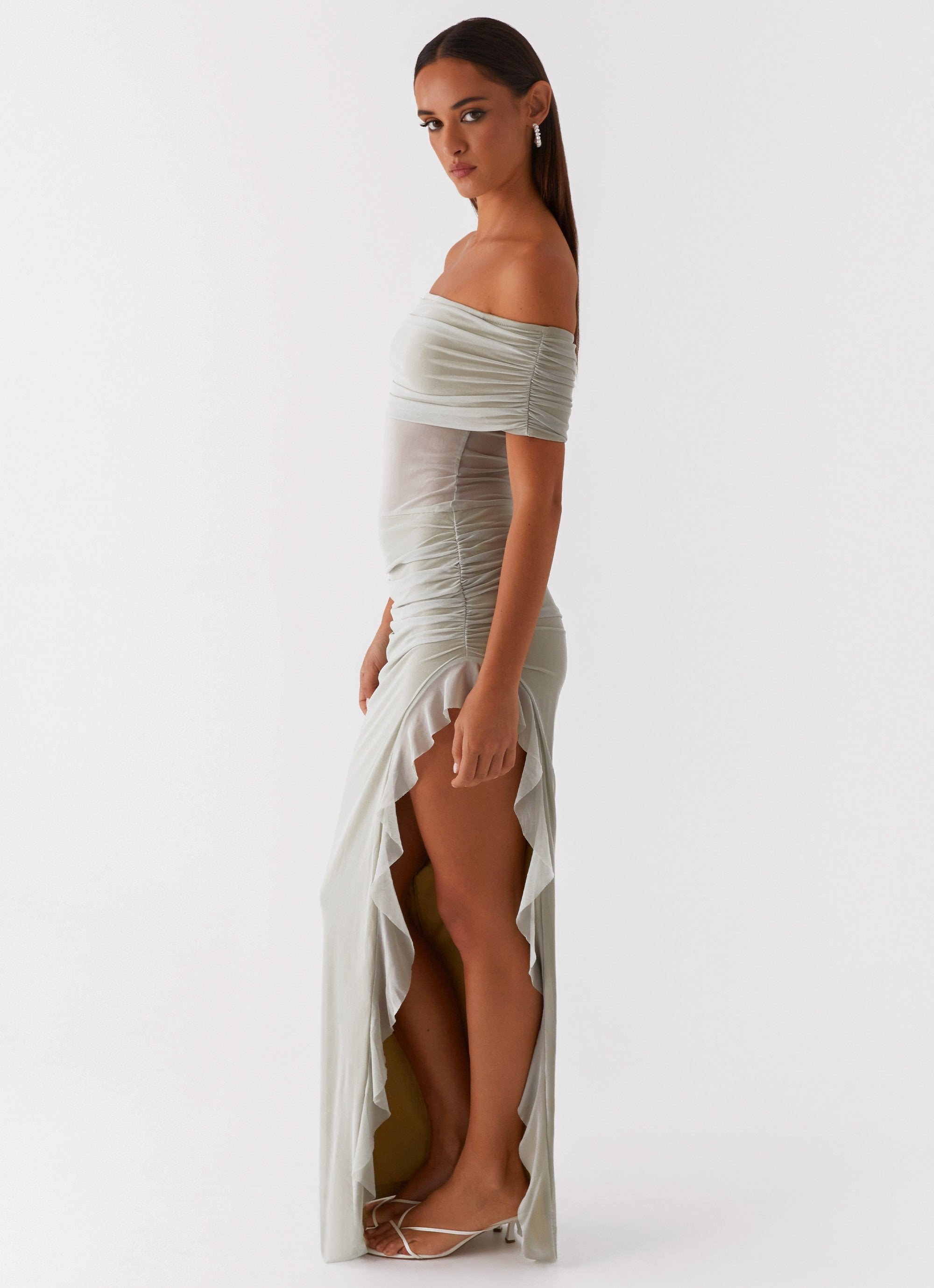 Nelly Off Shoulder Maxi Dress - Pistachio