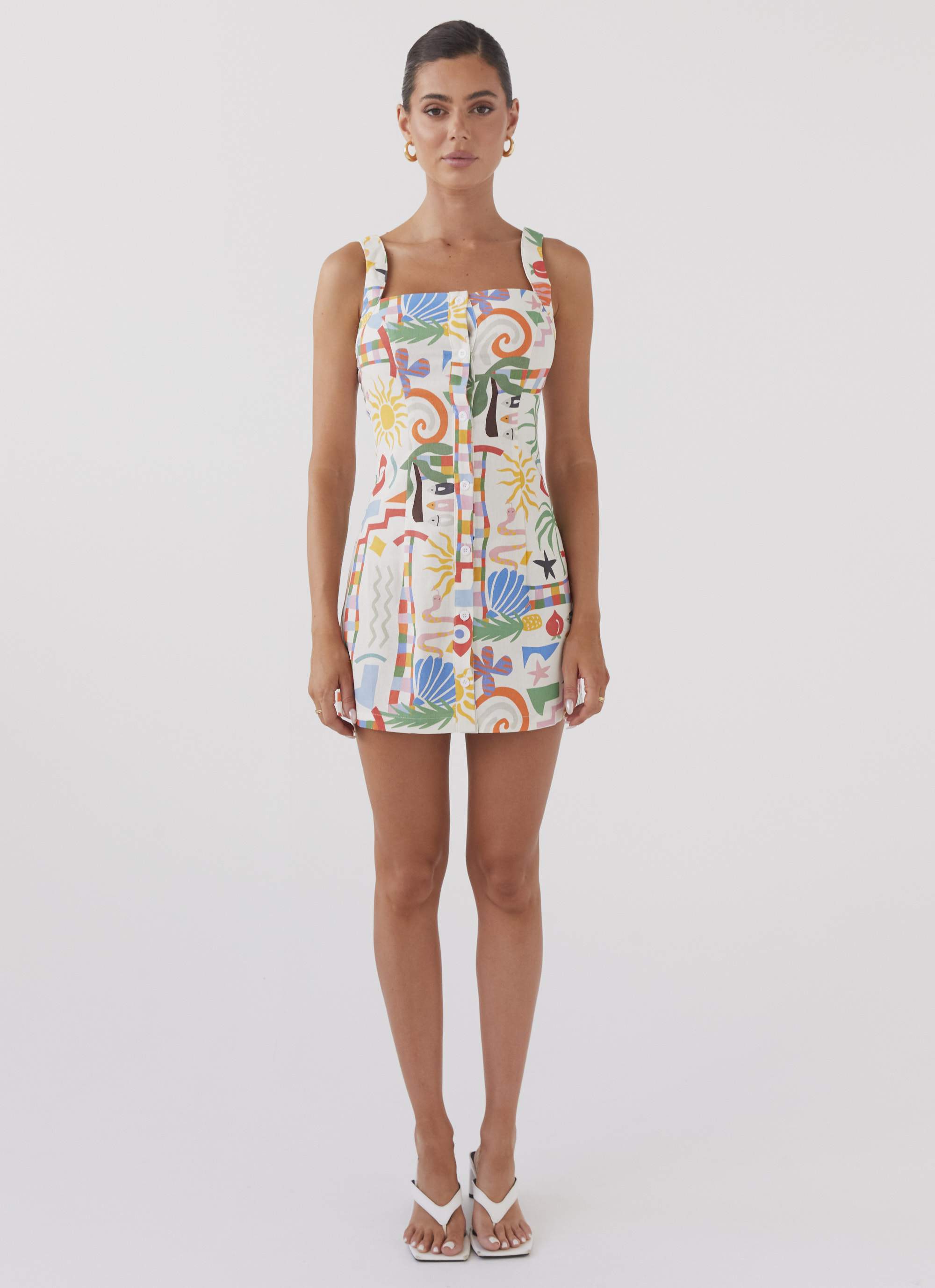 Tori Linen Mini Dress - Summer Palm