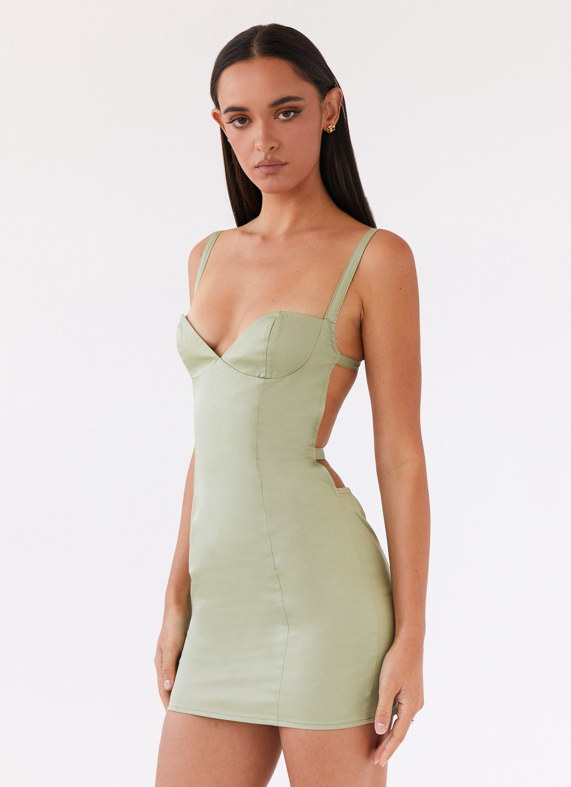 Naomi Backless Mini Dress - Sage