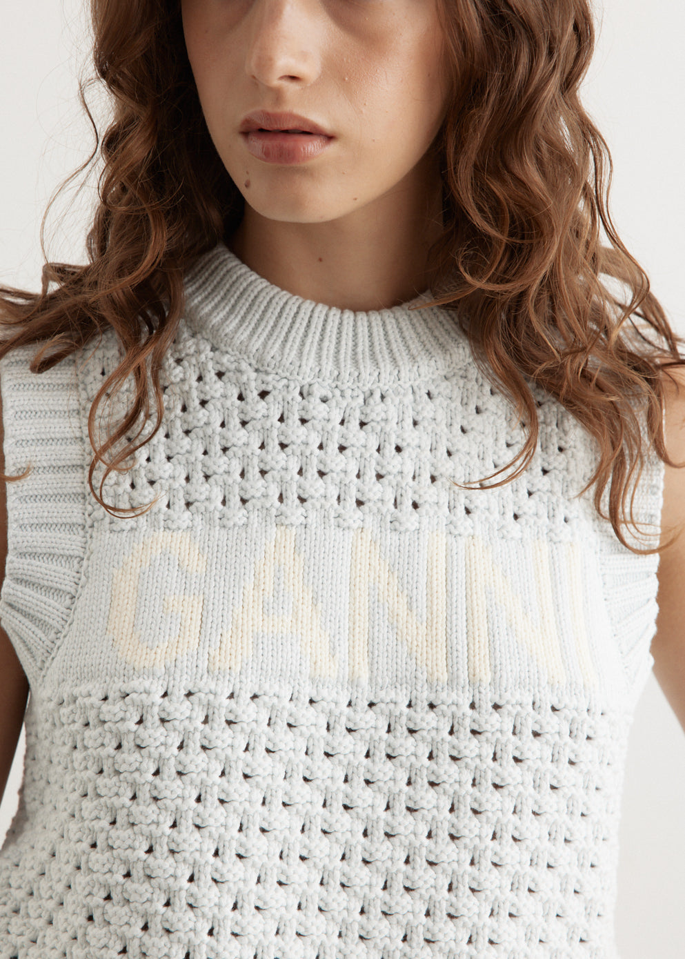 Textured Cotton Pointelle Vest