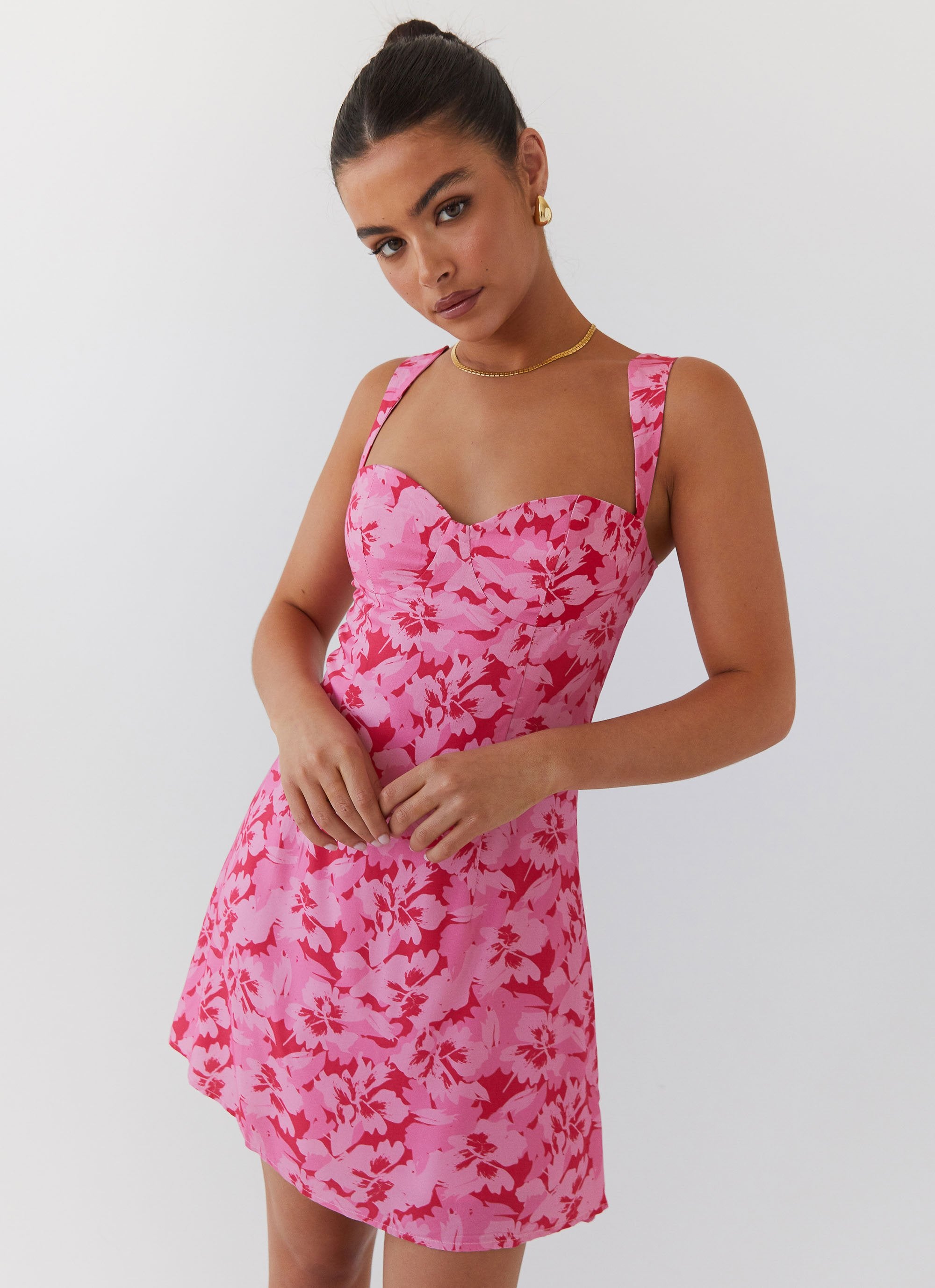 Kiah Bustier Mini Dress - Cherry Blossom