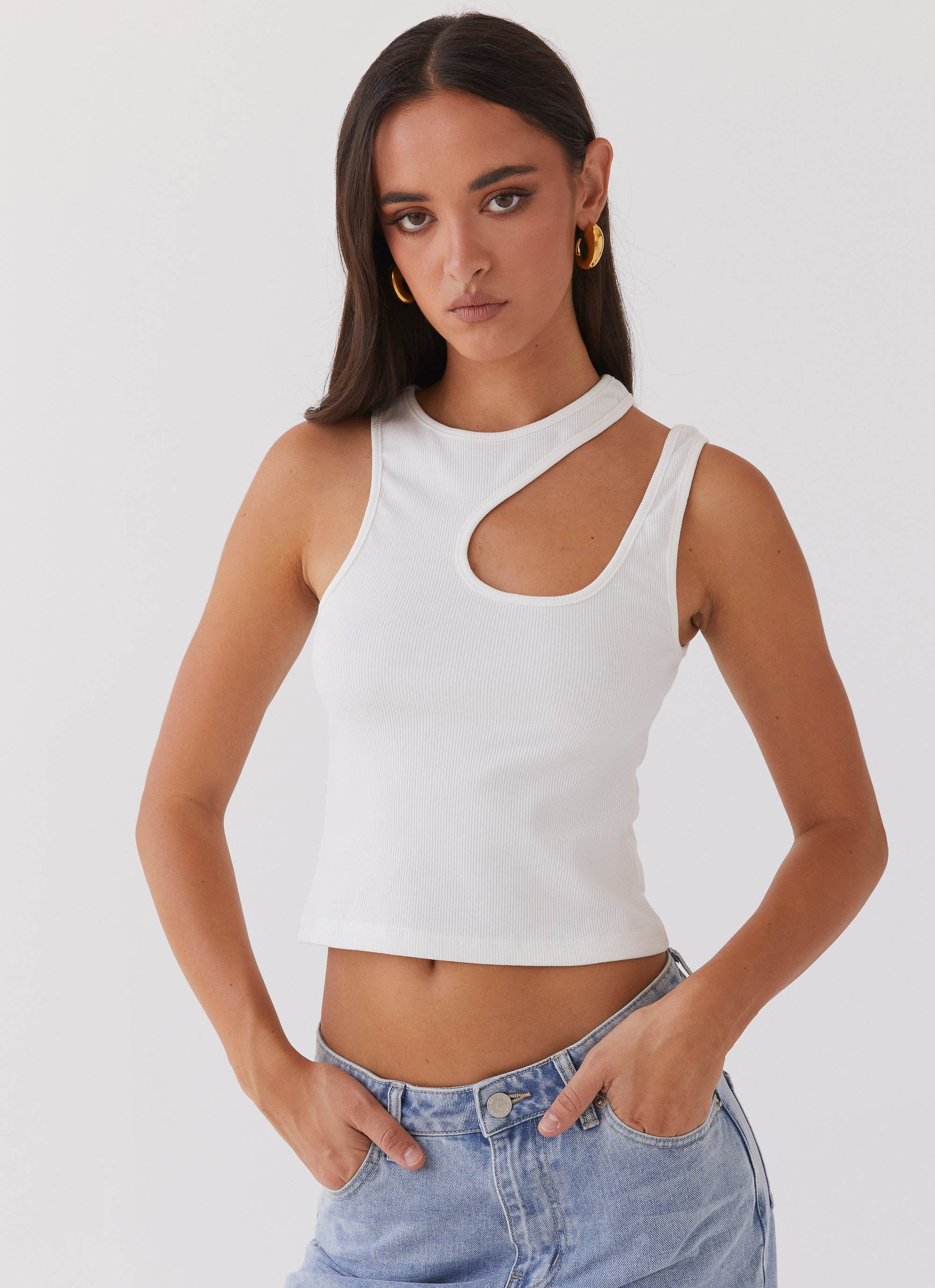 Isla Cut Out Tank Top - White